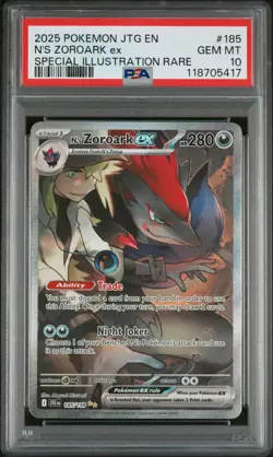 PSA 10 GEM MINT N's Zoroark Ex Journey Together SIR Holo Pokemon 185/159 - Image 1