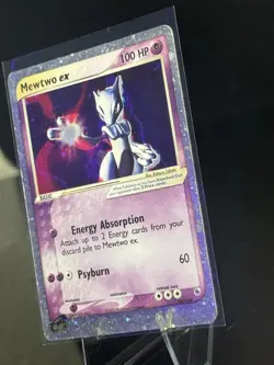 Pokemon Mewtwo EX TCG 101/109 Ruby & Sapphire Ultra Rare Swirl 2003 - Image 2
