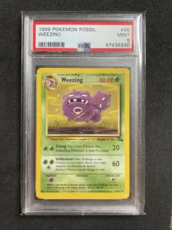 Pokemon Weezing 1999-2000 Copyright Fossil Unlimited #45 PSA 9 “Third Print” AUS - Image 1