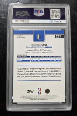 2025 Topps Cooper Flagg RC #201 PSA 9 MINT - Image 2