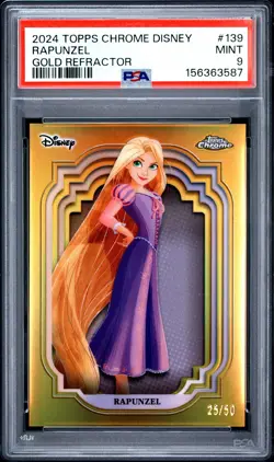 2024 Topps Chrome Disney #139 Rapunzel Gold Refractor /50 PSA 9 - Image 1