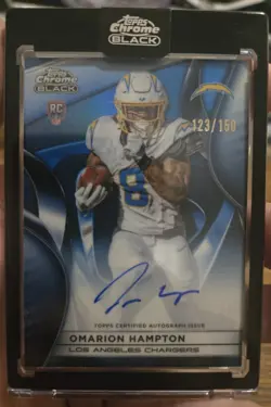 2025 Topps Chrome Black Football Omarion Hampton RAU-OH On Card Auto 123/150 - Image 1