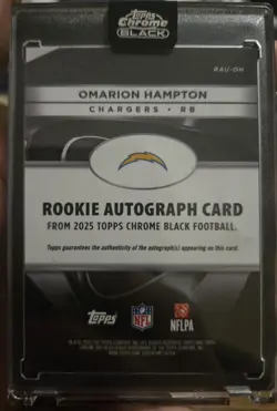 2025 Topps Chrome Black Football Omarion Hampton RAU-OH On Card Auto 123/150 - Image 2