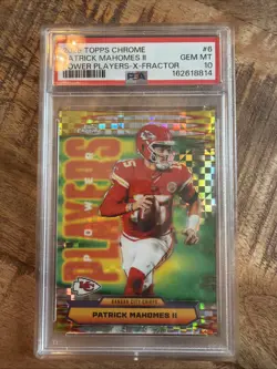 Patrick Mahomes II Power Players X Factor 2025 Topps Chrome Chiefs QB PSA 10 - Image 1