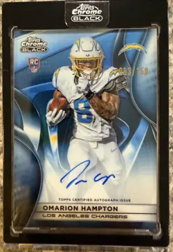 Topps 2025 Chrome Black Omarion Hampton Chargers Rookie Auto RAU-OH # 93/150 - Image 1