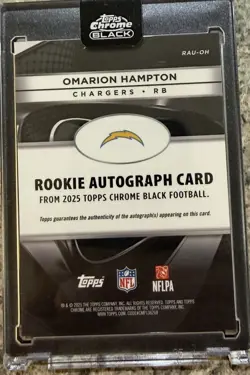 Topps 2025 Chrome Black Omarion Hampton Chargers Rookie Auto RAU-OH # 93/150 - Image 2