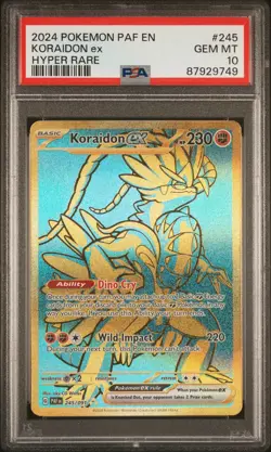PSA 10 GEM MINT Koraidon Ex Paldean Fates Full Art Holo Pokemon 245/091 - Image 1