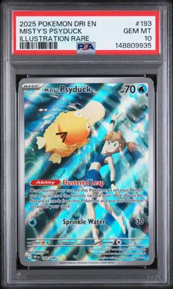 Misty's Psyduck 193/182 Illustration Rare Dri En-Destined Rivals Pokemon PSA 10 - Image 1