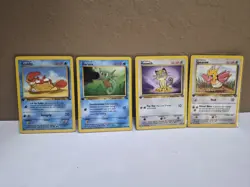 1st Edition Jungle & Fossil Pokemon Cards! Lot Of 4! Meowth, Horsea & More! - Image 1