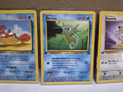 1st Edition Jungle & Fossil Pokemon Cards! Lot Of 4! Meowth, Horsea & More! - Image 3