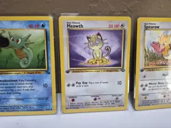 1st Edition Jungle & Fossil Pokemon Cards! Lot Of 4! Meowth, Horsea & More! - Image 5