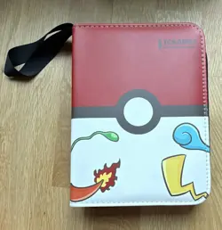 TCGAMES Pokemon TCG Zippered 3-Ring Binder 4-Pocket Double, includes 4 cards - Image 1