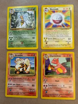 4 Base Set Pokemon Cards Beedrill #17 Electrode #21 Arcanine #23 Charmeleon #24 - Image 1