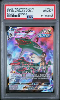 PSA 10 GEM MINT Rayquaza Vmax Silver Tempest Full Art Pokemon TG20/TG30 - Image 1