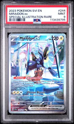 PSA 9 MINT Miraidon Ex SIR Pokemon Scarlet & Violet 244/198 - Image 1