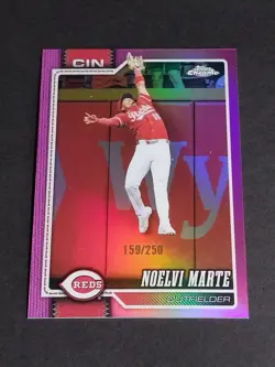 NOELVI MARTE #/250 2026 Topps Chrome Baseball Card Pink Refractor #11 MLB Reds - Image 1