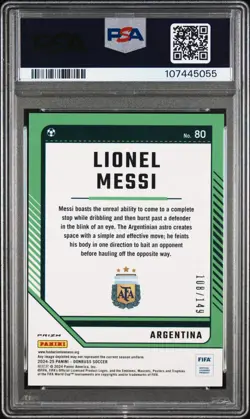 2024-25 Panini Donruss FIFA Lionel Messi Optic Blue /149 #80 PSA 10 Argentina 🐐 - Image 2