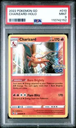 PSA 9 MINT Charizard Pokemon GO Holo Rare Pokemon 010/078 - Image 1