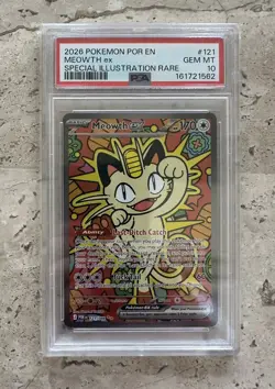 PSA 10 Meowth ex 121/088 SIR Perfect Order Gem Mint Special Illustration Rare - Image 1