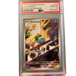Pokemon 2024 EN SV07 Stellar Crown Bulbasaur 143/142 Illustration Rare PSA 10 - Image 1