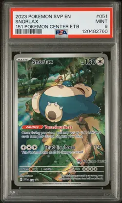 PSA 9 MINT Snorlax Pokemon Center ETB Promo Full Art Holo Pokemon SVP 051 - Image 1