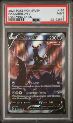 PSA 9 MINT Umbreon V Evolving Skies Full Art Holo Pokemon 189/203 - Image 1