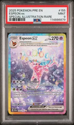 PSA 9 MINT Espeon Ex Prismatic Evolutions SIR Full Art Holo Pokemon 155/131 - Image 1