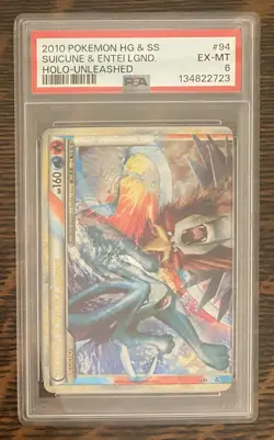 PSA 6 Pokemon 2010 Unleashed Entei & Suicune Legend Top 94/95 Holo Rare - Image 1