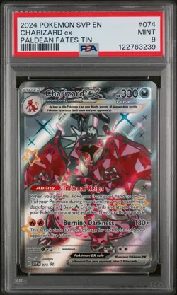 PSA 9 MINT Charizard Ex Paldean Fates Tin Promo Holo Pokemon SVP 074 - Image 1