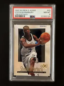 1996-97 Skybox E-X2000 Stephon Marbury Credentials RC #/499. PSA 8 NM-MT 🔥🔥🔥 - Image 1