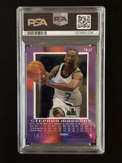 1996-97 Skybox E-X2000 Stephon Marbury Credentials RC #/499. PSA 8 NM-MT 🔥🔥🔥 - Image 2