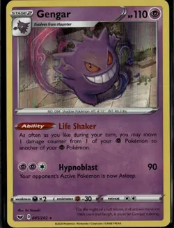 Gengar Holo Rare SWSH01: Sword & Shield Base Set 085/202 Psychic Holo Pokemon Ca - Image 1