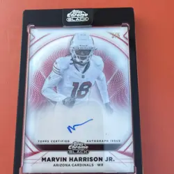 2025 Topps Chrome Black Marvin Harrison Jr. On- Card Auto Red 3/5 Color Match - Image 1