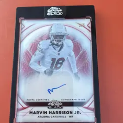 2025 Topps Chrome Black Marvin Harrison Jr. On- Card Auto Red 3/5 Color Match - Image 4