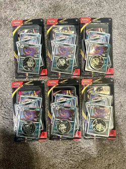 ×6 Pokemon TCG: Pitch Black Premium Checklane Booster Blister Packs Gengar Promo - Image 1