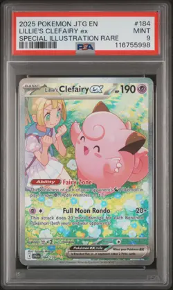 PSA 9 MINT Lillie's Clefairy Ex SIR Pokemon Journey Together 184/159 - Image 1