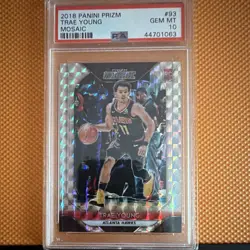Panini 2018-19 Prizm Mosaic Trae Young #93 Rookie PSA 10 Atlanta Hawks - Image 1