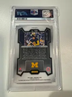 2024 Prizm Draft Picks Blue Prizm JJ McCarthy /199 PSA 9 - Image 2