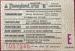 1981 DISNEYLAND CHILD "E" TICKET E Ticket Vintage Disney MINT COND! w/ COA D11 - Image 4