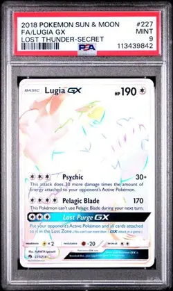 PSA 9 MINT Lugia GX Lost Thunder Secret Rainbow Pokemon 227/214 - Image 1