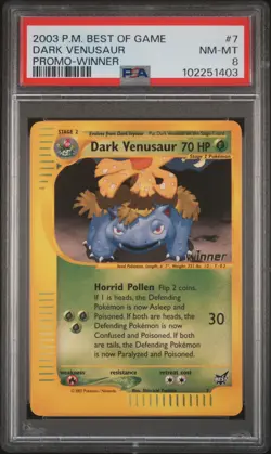PSA 8 NM-MT Dark Venusaur Best Of Game Promo Winner 2003 Pokemon 7 - Image 1