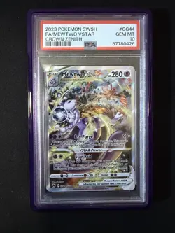 Pokemon Mewtwo VSTAR Ultra Rare GG44/GG70 Crown Zenith PSA 10 Holo Full Art - Image 1