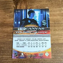 Upper Deck UD Canvas Young Guns Berkly Catton Rookie #C-374 Kraken - Image 2