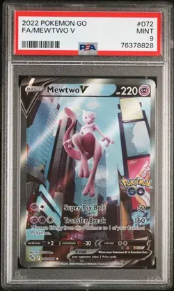 PSA 9 MINT Mewtwo V Pokemon GO Full Art Holo Pokemon 072/078 - Image 1