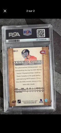 2024-25 Upper Deck Series 1 Carey Price Young Guns Renewed #YGR-21 PSA 10 - Image 2