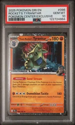 Team Rockets Tyranitar Stamped Promo Card 096/182 Pokemon Center PSA 10 - Image 1