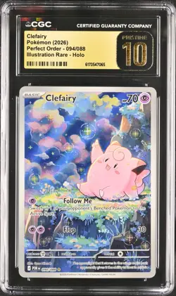 CLEFAIRY #094 2026 POKEMON PERFECT ORDER ILLUSTRATION RARE CGC 10 PRISTINE - Image 1