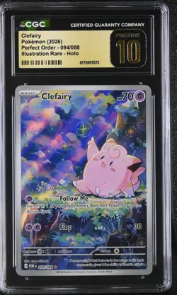 CLEFAIRY #094 2026 POKEMON PERFECT ORDER ILLUSTRATION RARE CGC 10 PRISTINE - Image 1