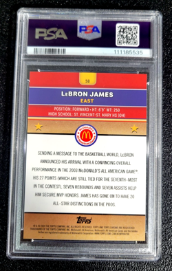 2024 PSA 7 NM LEBRON JAMES TOPPS CHROME MCDONALD'S SP /50 GOLD REFRACTOR G6396 - Image 2