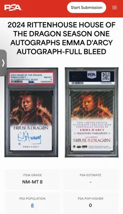 2024 Rittenhouse House Of The Dragon Season 1 Auto Full Bleed Emma D'arcy PSA 8 - Image 3